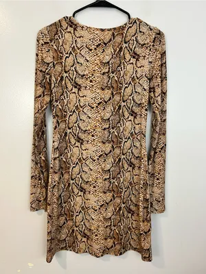 Reformation Smith Mamba Bodycon Snake Skin Animal Print Brown Mini Dress M thumbnail 9