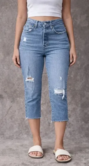 Levi’s 501 Distressed Medium Wash Button Fly Raw Hem Jeans Size 27 #774 thumbnail 1