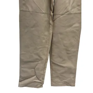 Wayf Faux Leather Pants Beige High Waisted Straight Leg XS NWT Trendy Minimalist thumbnail 5