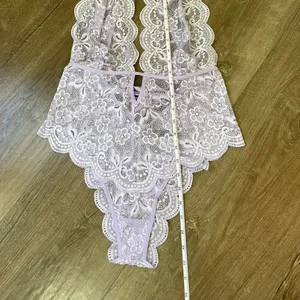 Dreamgirl Purple Lace Lingerie Bodysuit Sheer ~ Size Large thumbnail 12