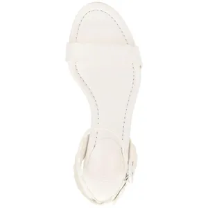 NWT On 34th Womens Pathina Scalloped Sandals Block Heel White Smooth 8.5M thumbnail 4