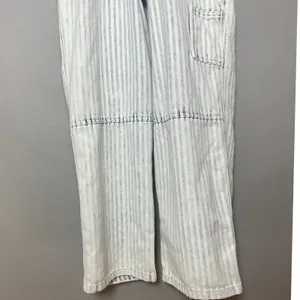 Faherty Overalls Topsail Railroad Stripe Faded Light‎ Wash Blue White Women XS thumbnail 10