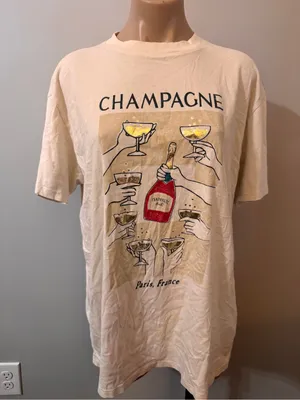 Abercrombie & Fitch Cotton Champagne T-shirt Graphic Tee Short Sleeve Medium thumbnail 2
