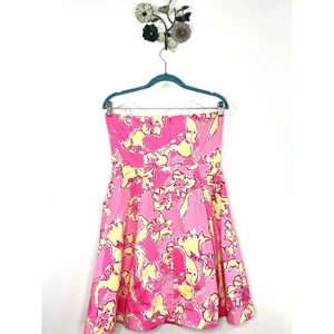 Lilly Pulitzer Day Lilly Hotty Pink Day Dress Pockets Strapless Size 6 A Line thumbnail 6