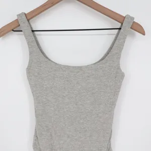Naked Wardrobe Womens Gray Scoop Neck Thong Bodysuit Size M Made in USA thumbnail 4