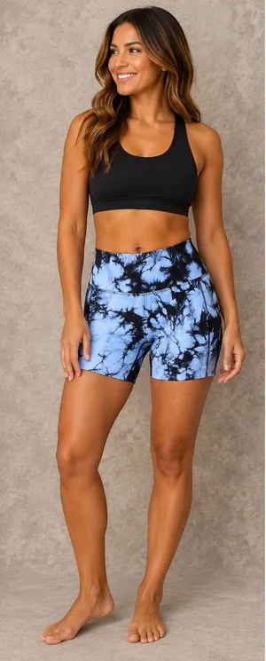Women's High-Waisted Seamless Scrunch Butt Tie-Dye Athletic Shorts thumbnail 1