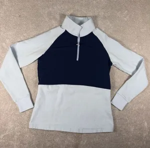 FootJoy Women's Cozy Hybrid Mid-Layer Quarter-Zip pullover‎ Navy/sky Small thumbnail 1