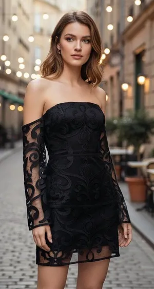 Finders Keepers Alchemy Black Lace Strapless Mini Dress Size S NWT thumbnail 1