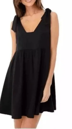 Pomander Place x Tuckernuck Black Sleeveless Tie Bow Mini Dress Size M thumbnail 1