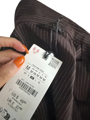 ZARA Brown Pinstripe Button Down Top Size M NEW NWT thumbnail 6