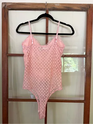 Willow & Root Blush Pink Lace Overlay Bodysuit Coquette Balletcore - Small thumbnail 5