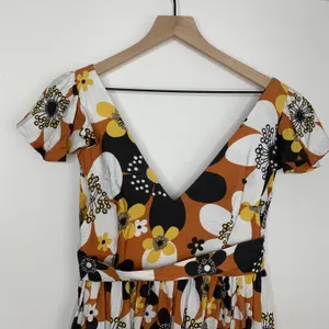 Dodo Bar Or Jenny Long Dress Brown Retro Floral Maxi Size Medium Womens thumbnail 7