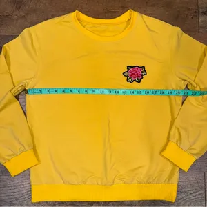 Yellow Crewneck Sweatshirt With Rose Patch Size undefined thumbnail 6