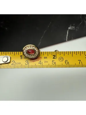 Small Christian Dior Red Glass & Rhinestone Clip-on Clip On Gold Tone Signed thumbnail 3