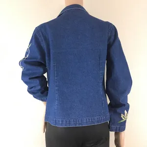 Christmas Sequin Patches Denim Blazer Size L thumbnail 4