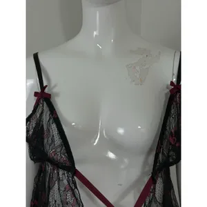 Women’s Whimsigoth Sleep Top Black Lace Babydoll Bows Floral Fairy Size XL thumbnail 6