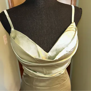 Light green satin spaghetti strap formal dress lace up back and side slits 0 thumbnail 5