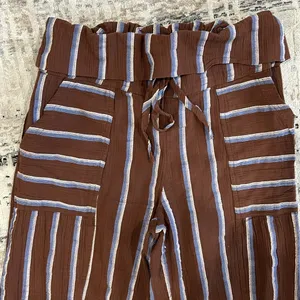 Free People come to play striped wide leg cropped pants thumbnail 6