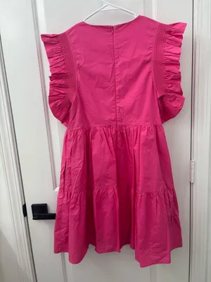 English Factory | Ruffled Babydoll Mini Dress w/ Pockets Fuchsia Pink thumbnail 8