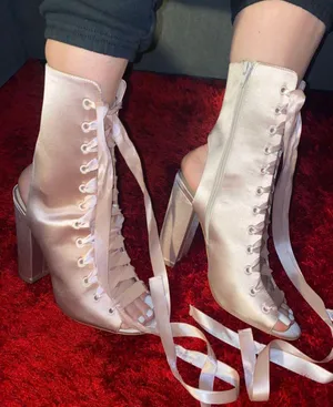 ALDO Satin Ribbon Lace Up Heels Pink 9 thumbnail 1