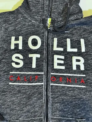 Hollister Y2K Zip Hoodie Gray Embroidered Logo California Fleece 2000s Street S thumbnail 8