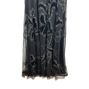 VTG Y2K Adrianna Papell Black Beaded Dress Velvet Burnout Mesh Formal Dress 12 thumbnail 5