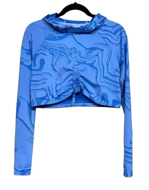 Gymshark Power Pullover Crop Top Blue Swirl Women’s Size XS‎ thumbnail 1