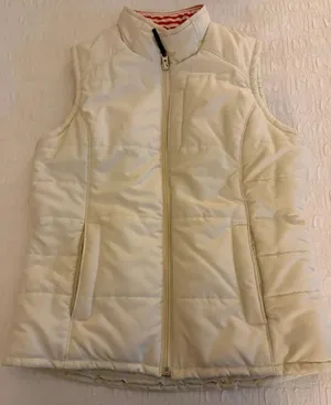 Vineyard Vines Cream Puffer Vest Womens Small Fleece Lined Zip Preppy Coastal thumbnail 1