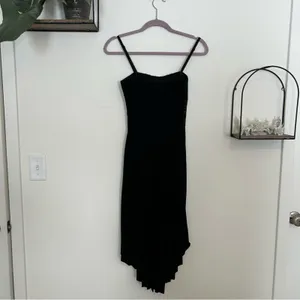 NWT Vintage Y2K Deb‎ Black High Low Sleeveless Babydoll Bow Formal Dress Small thumbnail 2
