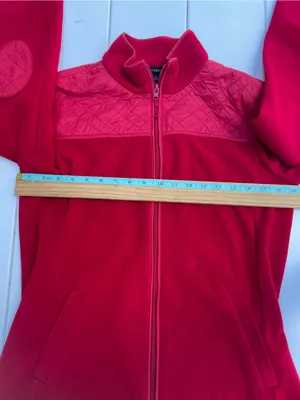 Talbots Red Solid Polar Fleece Zip Up Jacket, Fall Red, Size M thumbnail 6