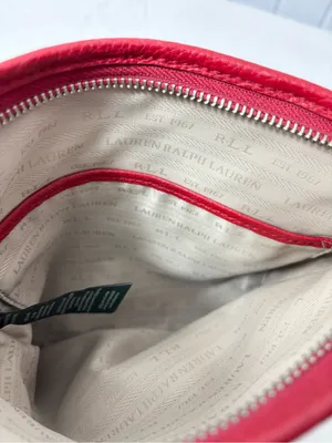 Lauren Ralph Lauren‎ Red Leather Crossbody with Logo Plate thumbnail 5