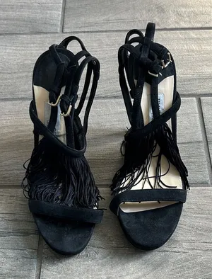 Jimmy Choo Black Fringe Heels thumbnail 1