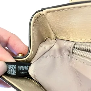 Michael Kors | Mott Beige Leather Top Handle Satchel Crossbody Gold Hardware thumbnail 8