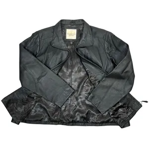 Genuine Black Leather Jacket Plus 16-18W Full Zip Lined‎ Minimalist Patina Retro thumbnail 6