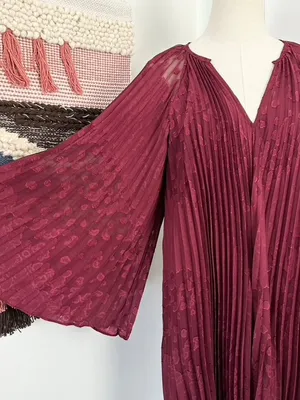 Anthropologie Toulon Pleated Dress Plum Size S NWT thumbnail 5
