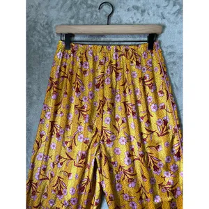 Free People Intimately Floral Wide Leg Pants XS Boho Palazzo Pull On Yellow Pink thumbnail 4