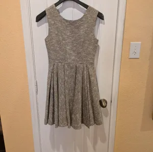 Anthropologie Paper Crown "Parkside" Sparkle Tweed Pleated Fit & Flare Dress S thumbnail 3