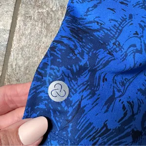 Zella Strength Crop Asymmetrical Tank Blue Mykonos Spindrift Print Size Medium thumbnail 4