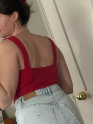 Red Ribbed Bustier Bodysuit thumbnail 4