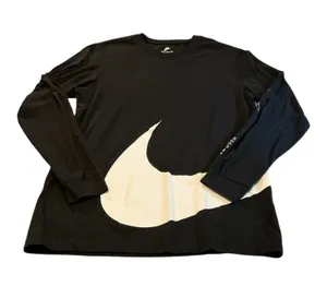 Nike Sportswear Men's Big Swoosh Long Sleeve T-Shirt - Black/White - Size L thumbnail 1