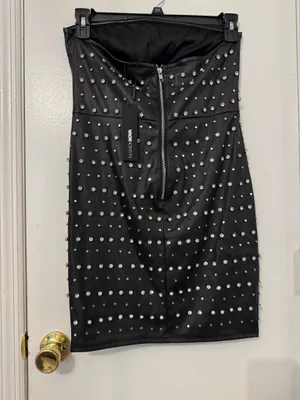 FashioNova Delanie Faux Leather Mini Dress - Black Size Large thumbnail 4