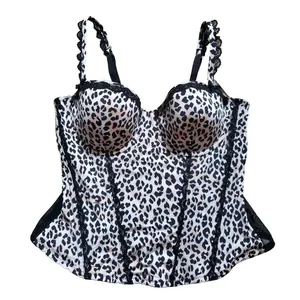 H&M Corset Women 8 Black Leopard Lace Detail Push Up Brassiere Tank Top NEW thumbnail 4