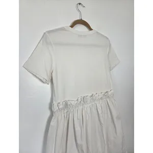 English Factory White Shirt Dress Ruffled Waist Pockets Tea Party Yacht Brunch M thumbnail 10