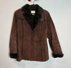 Vintage brown suede leather Penny Lane style coat thumbnail 1