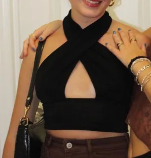 Halter Going Out Top Black thumbnail 1