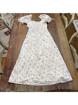 Lulus White Purple Green Floral Puff Sleeve Maxi Dress Small thumbnail 11