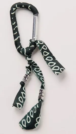 NWOT Free People Bandana Carabiner Bag Charm ~ Dark Green ~ Sold Out! thumbnail 1