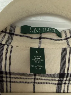 Lauren Ralph Lauren Cotton Plaid Ruffle Collar Button-Down Top - Size M thumbnail 2