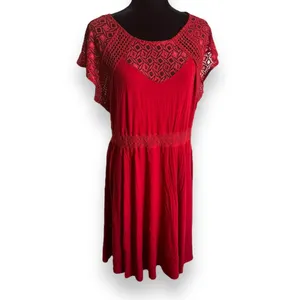 Torrid Womens Dress Sz 0‎ L 12 Red Mini Super Soft Lace Inset Skater NEW thumbnail 6