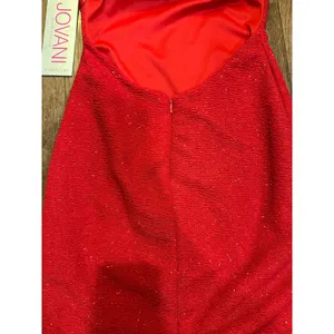 Jovani NWT Sz.00 Red Glitter Knit Backless Bodycon Party Formal Cocktail Dress thumbnail 15